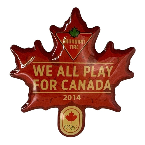Jewelry - Canadian Tire 2014 Olympics Maple Leaf Pin – “We All‎ Play for Canada” 1” Enamel